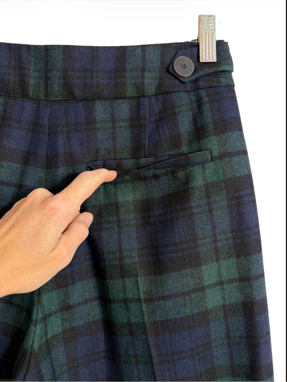 Sezane NWT Green Plaid Straight-Leg Mitchell Trousers - Picture 9 of 12